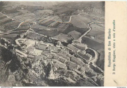 A5845 San Marino il Borgo Maggiore visto a volo d`uccello