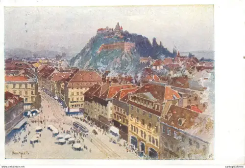 A5845 Graz Hauptplatz Kunstler-AK 1926