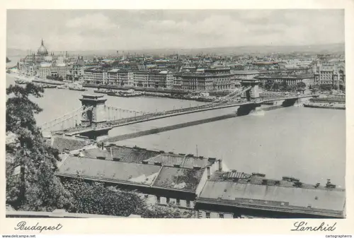 A5813 Hungary Budapest Lanchid Chain Bridge Danube pont