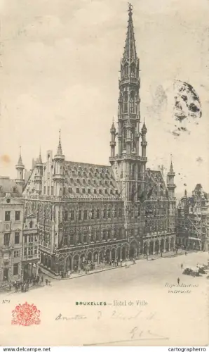 A5848 Brussels hotel de ville cpa 1904