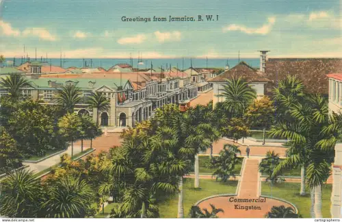 A5848 Jamaica commercial Kingston linen postcard