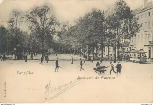 A5853 Bruxelles boulevard de Waterloo tram tramway c.1904