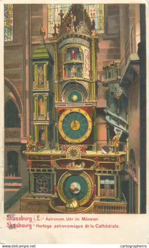 A5853 Strasbourg horloge astronomique cpa Uhr im Munster AK