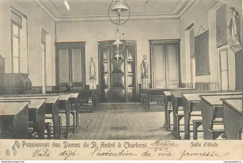 A5851 Charleroi pensionnat des Dames de St. Andre salle d`etude 1905