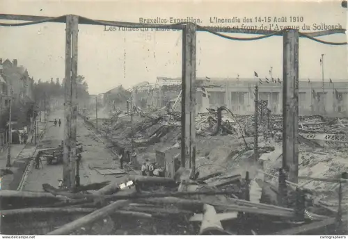 A5851 Belgique Bruxelles esposition incendie des 14-15 Aout 1910