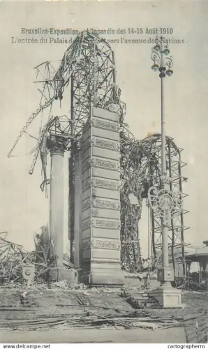 A5851 Belgique Bruxelles esposition incendie des 14-15 Aout 1910