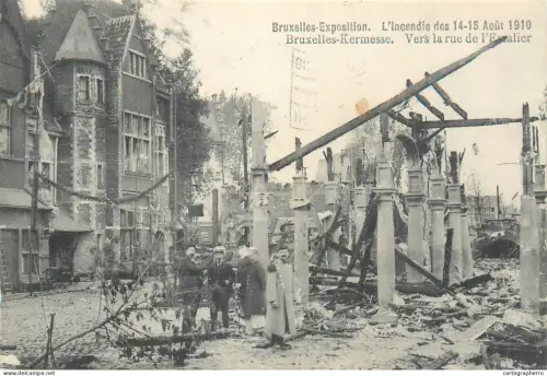 A5851 Belgique Bruxelles esposition incendie des 14-15 Aout 1910