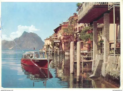 A5847 Agfa advertising trade card boat on lake Lugano