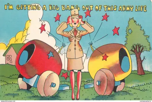 A5866 Military humour caricature big bang army life postcard United States