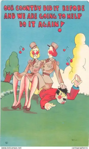 A5866 Military humour caricature our country did it before postcard United States