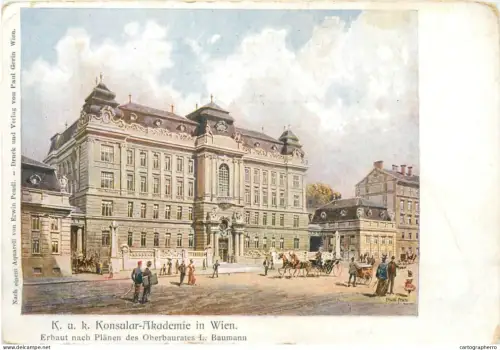 A5865 Konsular Akademie in Wien Kunstler-AK 1900s