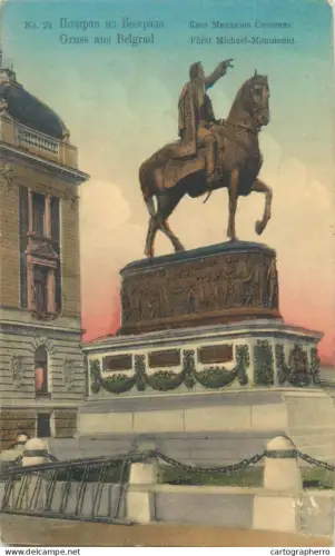 A5865 Serbia Belgrade Furst Michael equestrian monument 1908