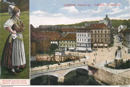 A5864 Ljubljana Krainer National-Tracht Laibach Marienplatz