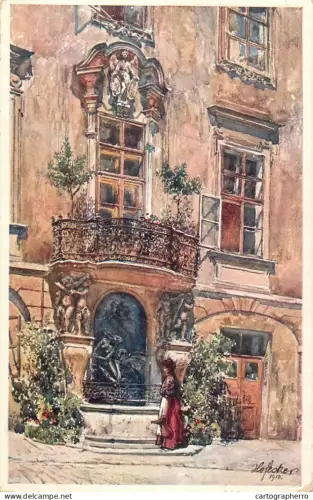 A5336 Austria Wien Brunnen von Rafael Donner signed artwork