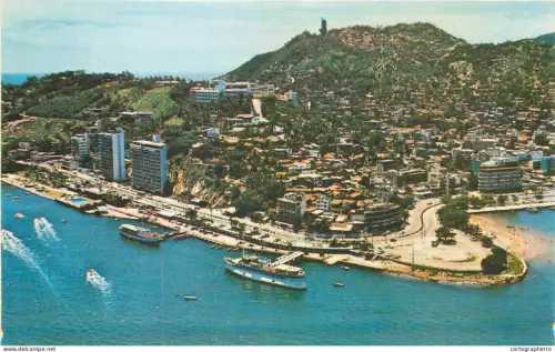 A5341 Mexico Acapulco Boulevard Miguel Aleman and Pier aerial view