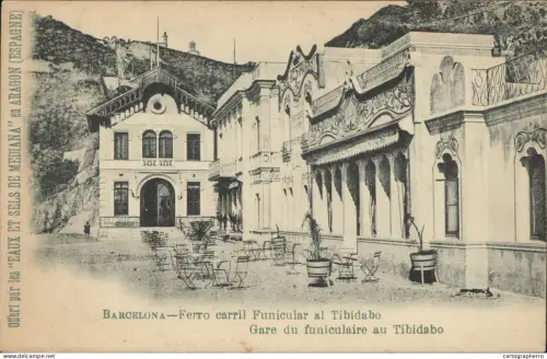 A5872 Barcelona ferro carril Funicular al Tibidabo gare du funiculaire 1900s