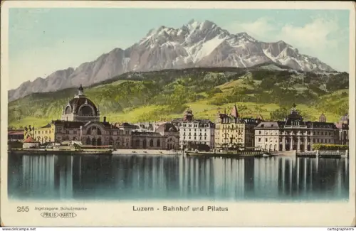 A5871 Lucerne Bahnhof und Pilatus 1900s