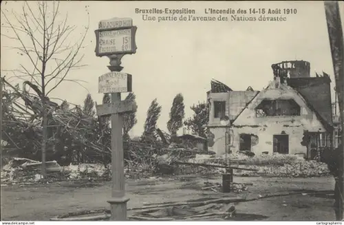 A5870 Belgium > Brussels > Universal exhibitions incendie des 1910 avenue des Nations devastee