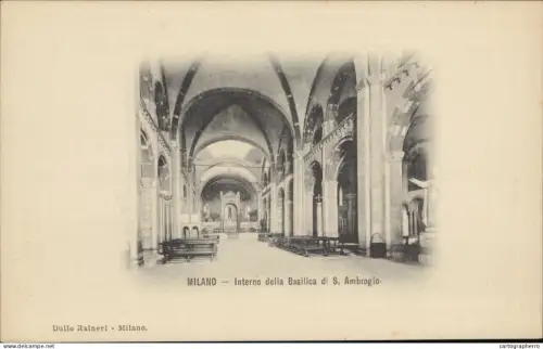A5870 Milano (Milan) interno della Basilica di S. Ambrogio 1900s