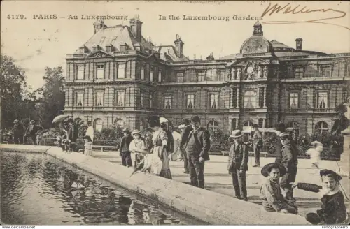 A5870 Paris Luxembourg Gardens cpa animee