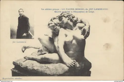 A5870 Liege le faune mordu exposition Liege sculpture Jef Lembeaux