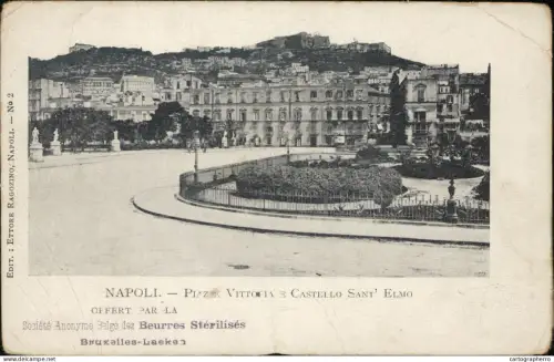 A5869 Napoli (Naples) Piazza Vittoria e castello Sant Elmo
