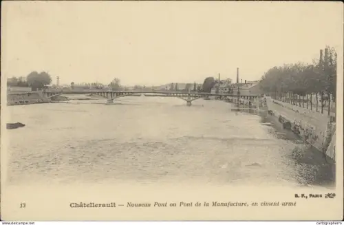 A5869 Chatellerault pont de la manufacture en ciment arme cpa