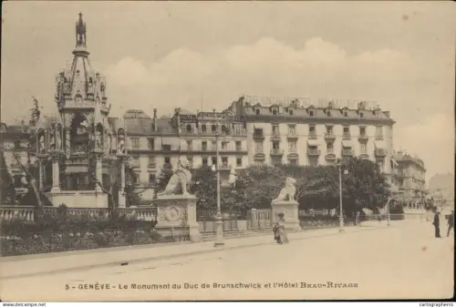 A5869 Geneve monument duc de Brunschwick et hotel Beau-Rivage