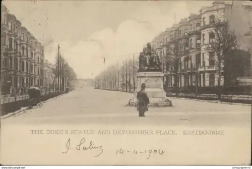A5868 Eastbourne Duke statue and Devonshire Place 1904