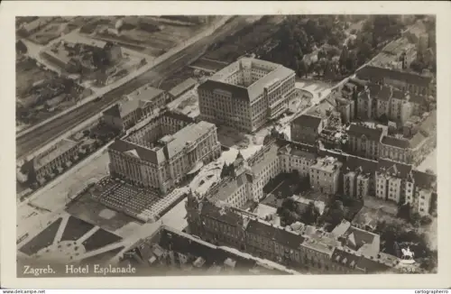 A5868 ZagrebHotel Esplanade aerial view rppc