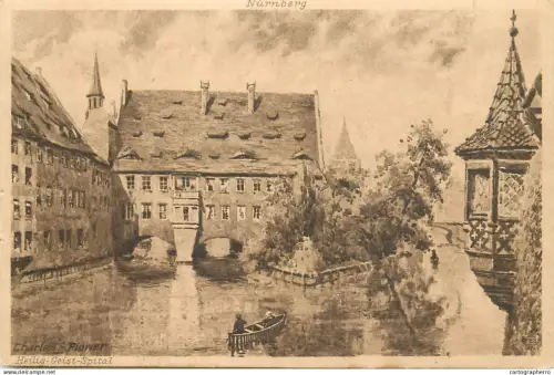 A5339 Germany Nurnberg Heilig-Geist Spital Charles Flower signed artwork