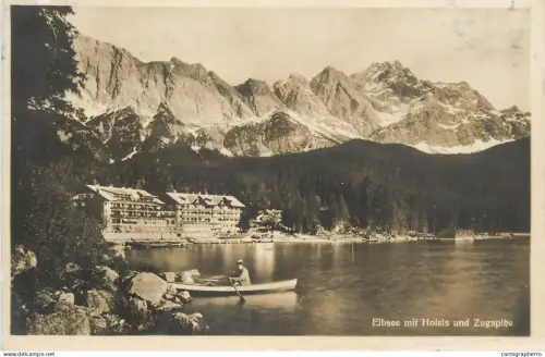 A5344 Germany Eibsee mit Hotels und Zugspitze