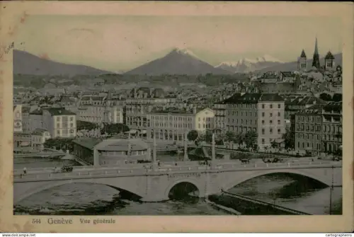 A5873 Geneve pont bridge Brucke panorama 1910
