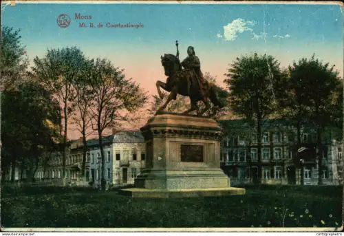 A5873 Mons equestrian monument cpa publicite Patissiers Bruxellois