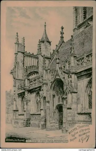 A5874 Dieppe dessin a la Plume cpa