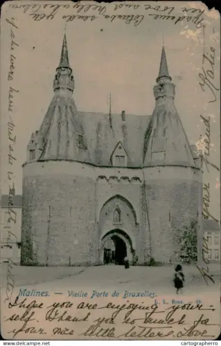 A5874 Mechelen vieille porte de Bruxelles 1905