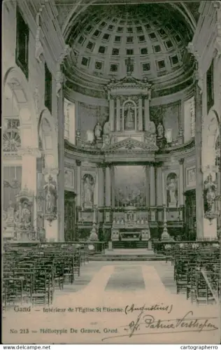 A5875 Ghent eglis St. Etienne interieur 1905
