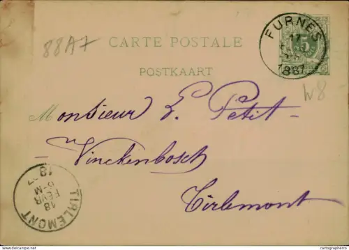A5875 Belgique Furnes - Tirlemont 1887