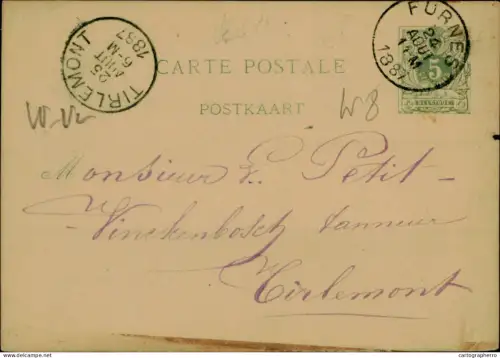 A5875 Belgique Furnes - Tirlemont 1887