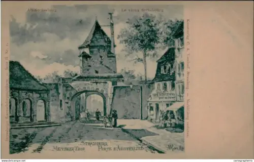 A5877 Strasbourg cpa illustrateur 1900s Porte d`Austerlitz