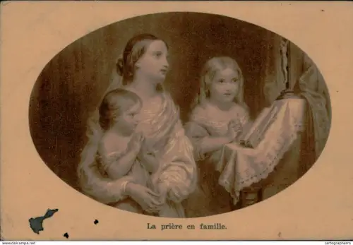 A5877 France cpa - La priere en famille - publicite farine lactee Renaux