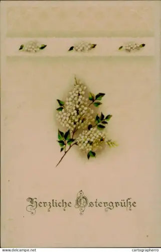A5920 Ostergruse AK embossed flowers