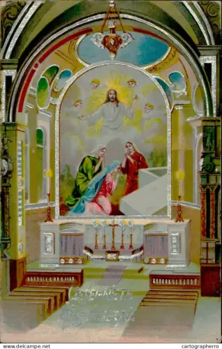 A5920 Religions & beliefs > Christianity > Churches & Convents Easter greetings novelty postcard