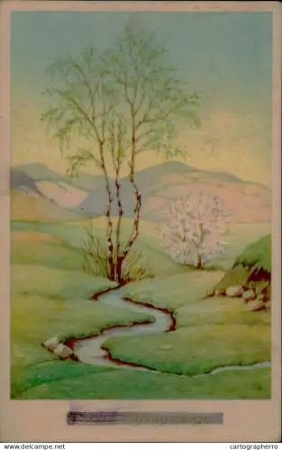 A5920 Pentecost greetings postcard Landschaft