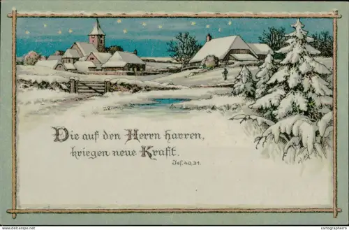 A5920 Winter seasonal greetings vintage postcard Landschaft