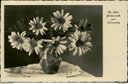 A5920 Blumen Namenstage Postkarte daisies flowers Germany greetings postcard 1940