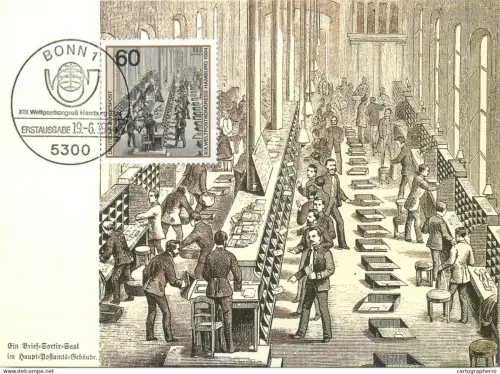 A5376 Postal history postcard Berlin um 1900 Sorting of letters