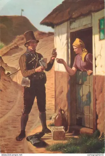 A5376 Postal history postcard A rural postman in Jutland