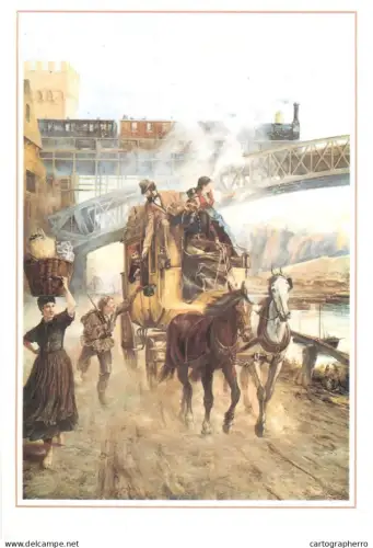 A5376 Postal history postcard Post und Eisenbahn bei Koblenz um 1865