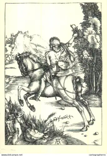 A5376 Postal history postcard Der kleine Postreiter Albrecht Durer cca 1496